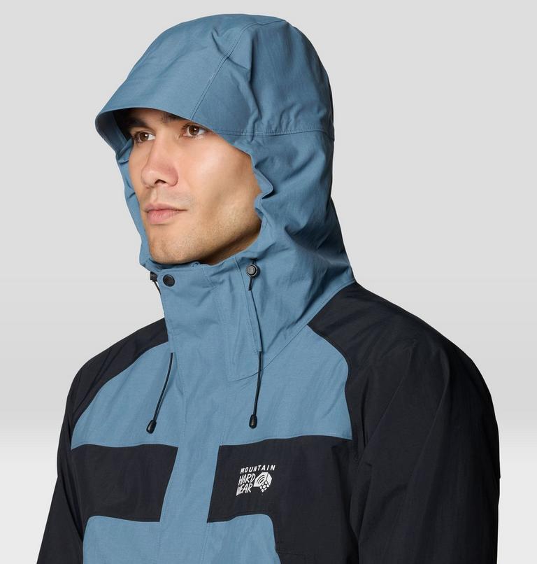 Men's Dry Times Hooded Jacket, Color: Adriatic Blue, Black, image 6