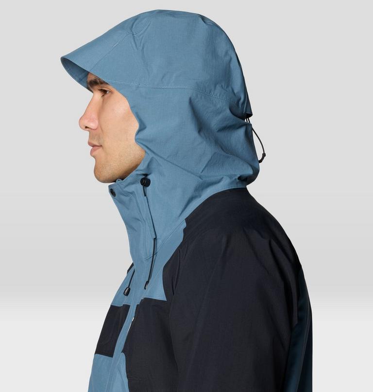 Men's Dry Times Hooded Jacket, Color: Adriatic Blue, Black, image 7