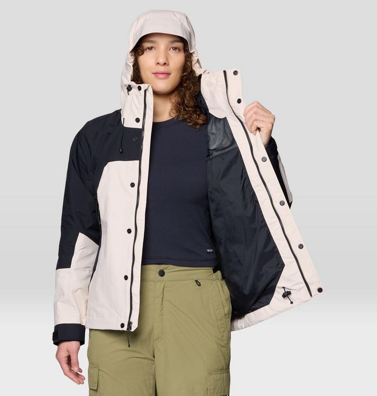 Women's Dry Times Hooded Jacket, Color: Talc, Black, image 7