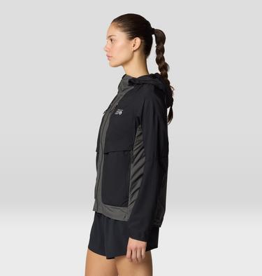 Women's Kor AirShell Hybrid Hooded Jacket, Color: Black, Volcanic, image 3
