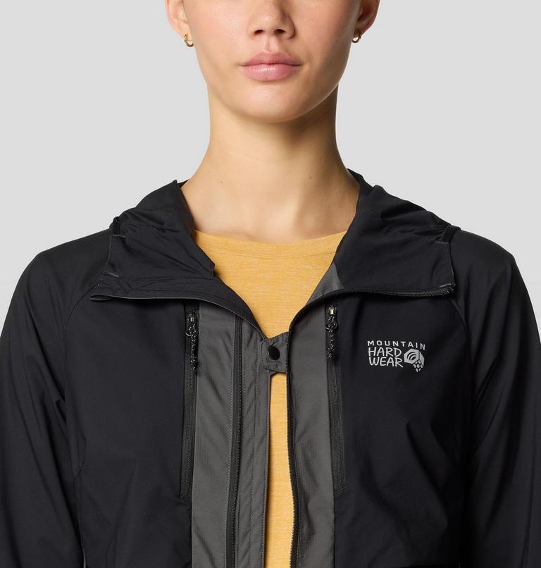 Women's Kor AirShell Hybrid Hooded Jacket, Color: Black, Volcanic, image 6