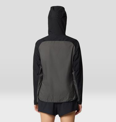 Women's Kor AirShell Hybrid Hooded Jacket, Color: Black, Volcanic, image 2