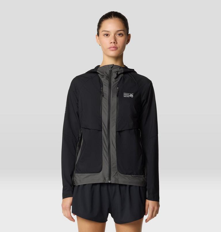 Women's Kor AirShell Hybrid Hooded Jacket, Color: Black, Volcanic, image 1