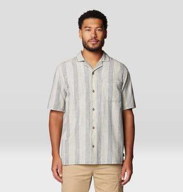 Men's Cottonwood Camp Lite Short Sleeve Shirt, Color: Moon Blue Strata Stripe, image 1