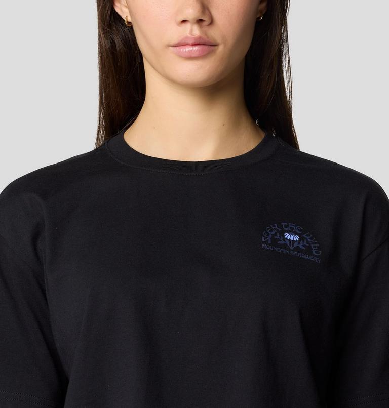 Women's Seek Floral Boxy Crop Short Sleeve, Color: Black, image 5