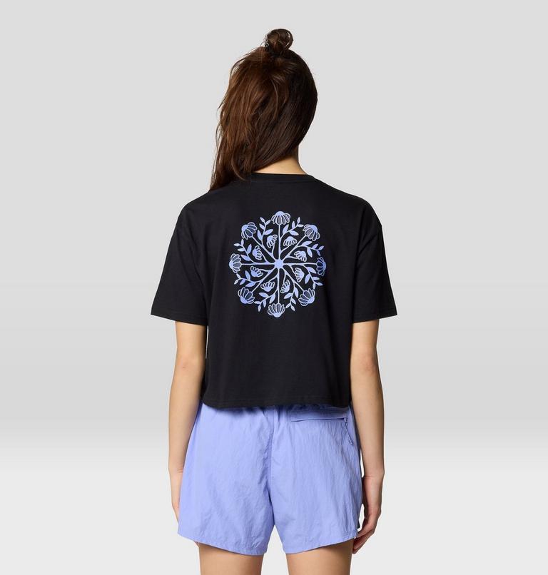 Women's Seek Floral Boxy Crop Short Sleeve, Color: Black, image 3