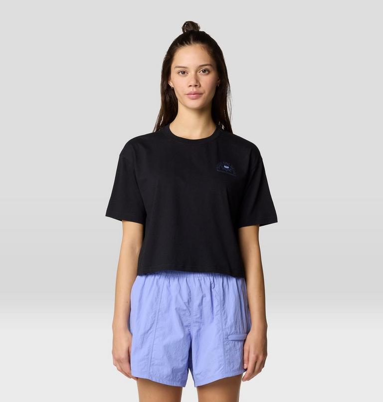 Women's Seek Floral Boxy Crop Short Sleeve, Color: Black, image 1