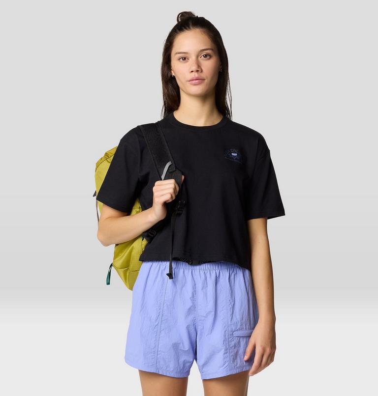 Women's Seek Floral Boxy Crop Short Sleeve, Color: Black, image 2