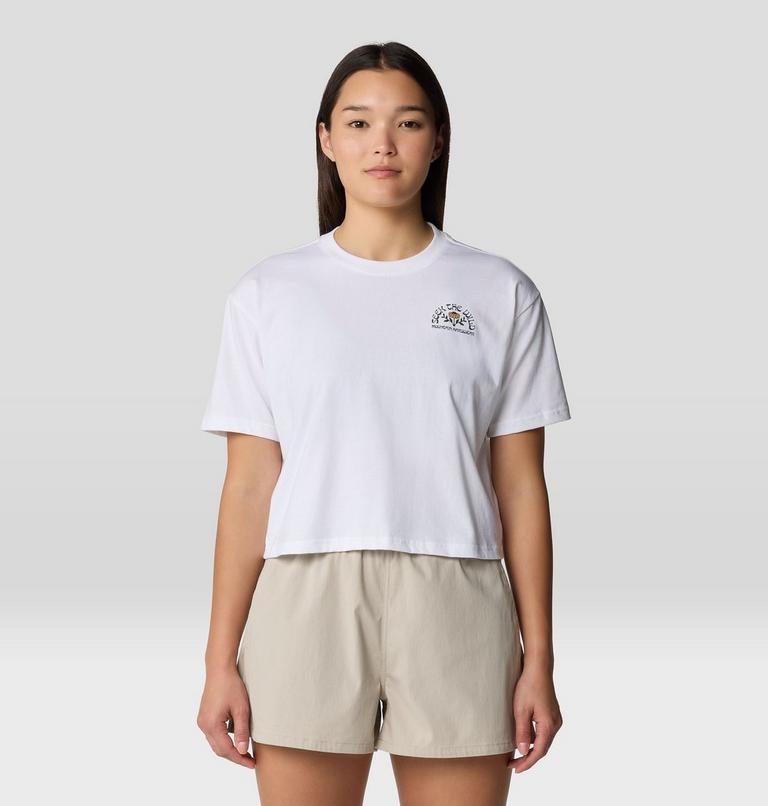 Women's Seek Floral Boxy Crop Short Sleeve, Color: White, image 1