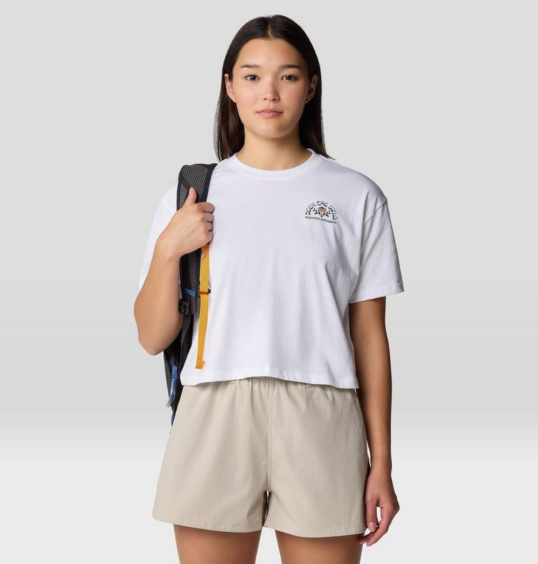 Women's Seek Floral Boxy Crop Short Sleeve, Color: White, image 2