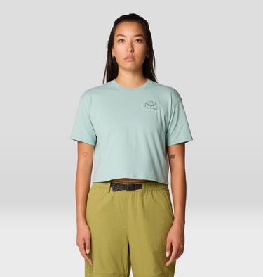 Women's Seek Floral Boxy Crop Short Sleeve, Color: Mineral Spring, image 9