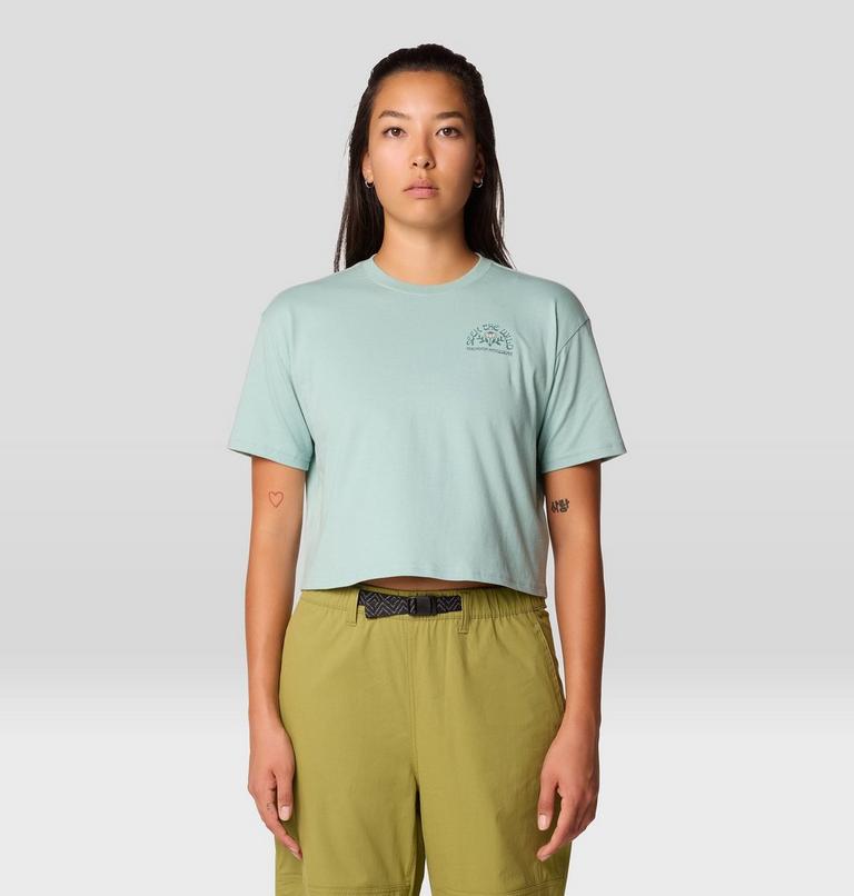 Women's Seek Floral Boxy Crop Short Sleeve, Color: Mineral Spring, image 1
