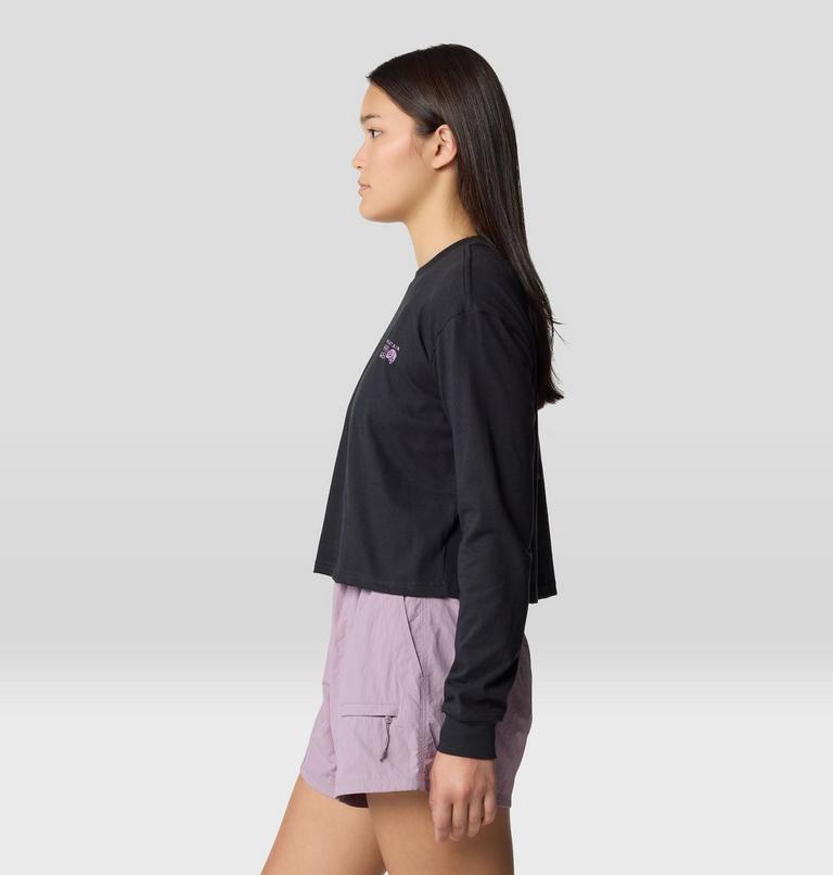 Women's Mountain Sunset Boxy Crop Long Sleeve, Color: Black, image 4