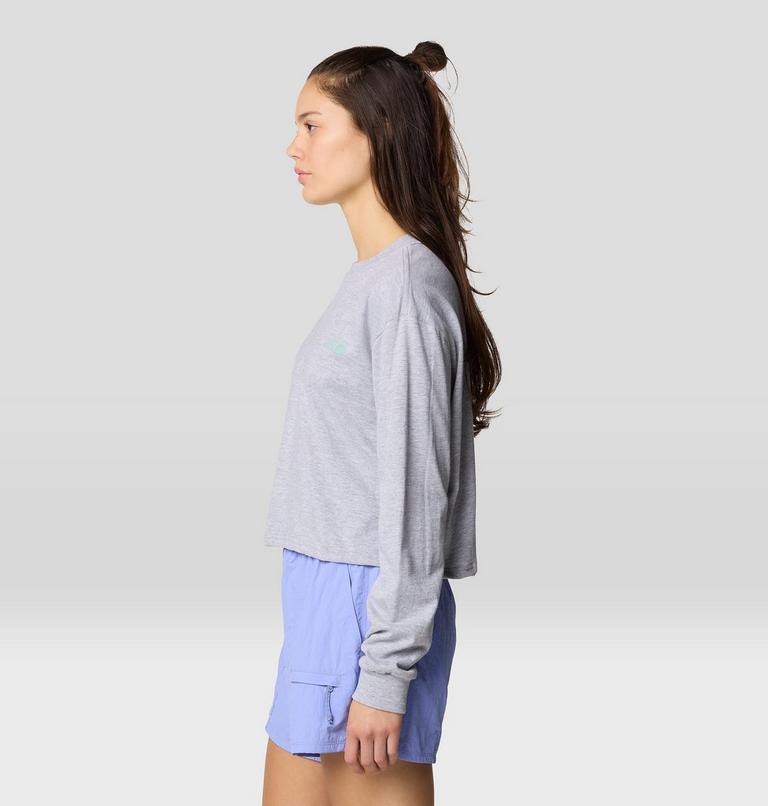 Women's Mountain Sunset Boxy Crop Long Sleeve, Color: Hardwear Grey Heather, image 4