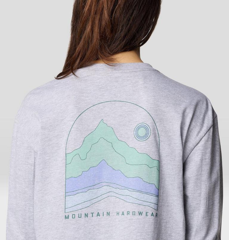 Women's Mountain Sunset Boxy Crop Long Sleeve, Color: Hardwear Grey Heather, image 6