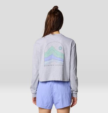 Women's Mountain Sunset Boxy Crop Long Sleeve, Color: Hardwear Grey Heather, image 3