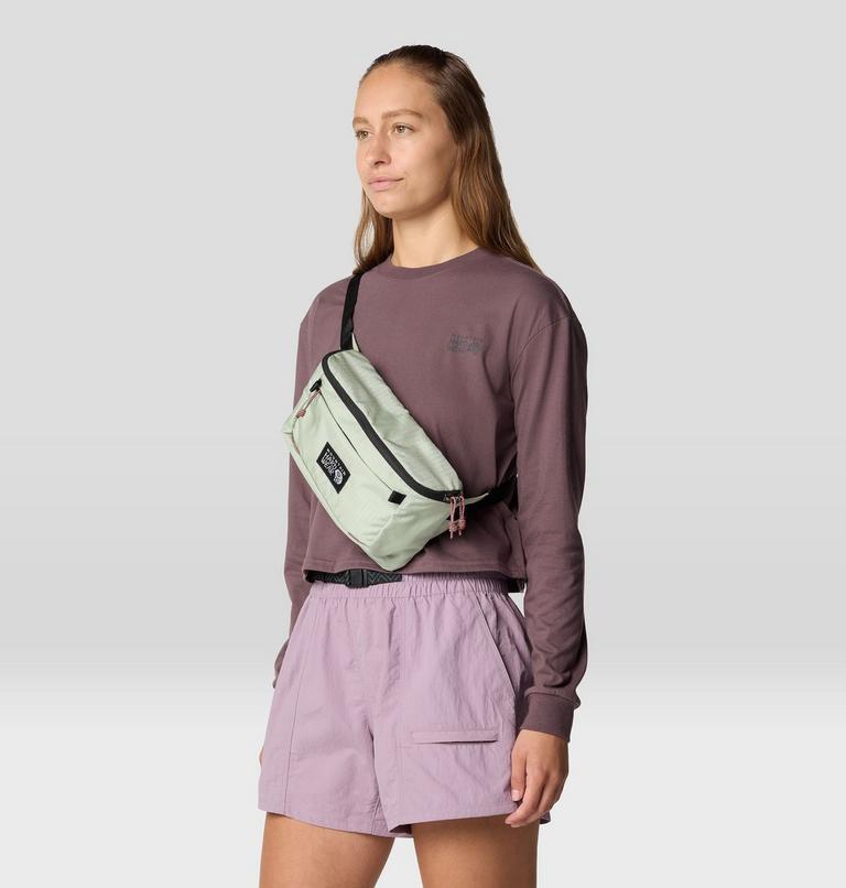 Women's Mountain Sunset Boxy Crop Long Sleeve, Color: Warm Ash, image 5