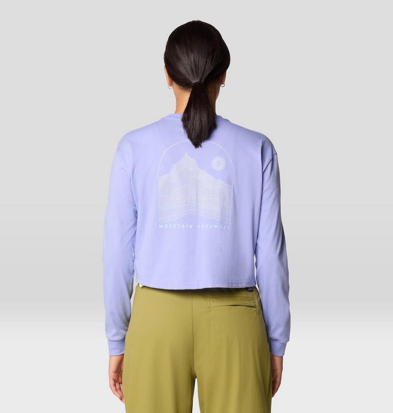 Women's Mountain Sunset Boxy Crop Long Sleeve, Color: Light Illusion, image 2