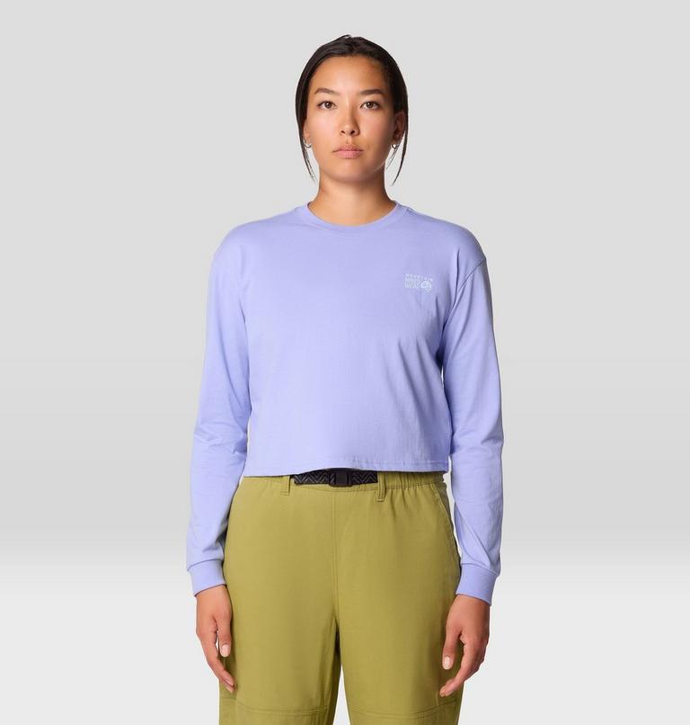 Women's Mountain Sunset Boxy Crop Long Sleeve, Color: Light Illusion, image 1