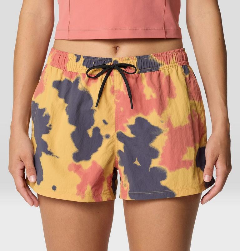 Women's Stryder Swim Short, Color: Sundown Gold Blissed Dye Print, image 6