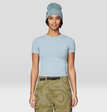 Women's Peak Knit Short Sleeve, Color: Ice Shadow, image 1