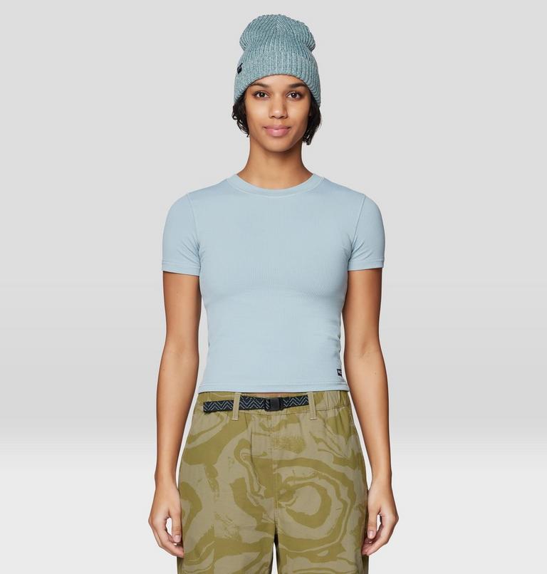 Women's Peak Knit Short Sleeve, Color: Ice Shadow, image 1