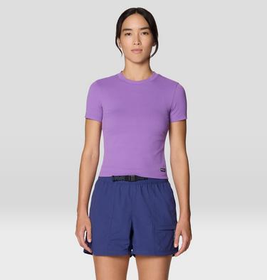 Women's Peak Knit Short Sleeve, Color: Purple Plummet, image 9