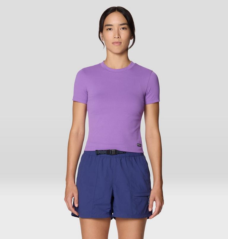 Women's Peak Knit Short Sleeve, Color: Purple Plummet, image 1