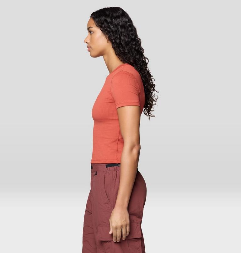 Women's Peak Knit Short Sleeve, Color: Mars Red, image 3