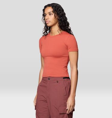 Women's Peak Knit Short Sleeve, Color: Mars Red, image 8