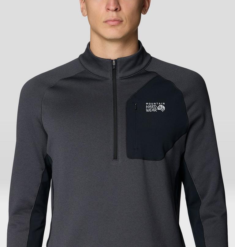 Men's Up First Tech Fleece Quarter Zip, Color: Shark Heather, Black, image 5