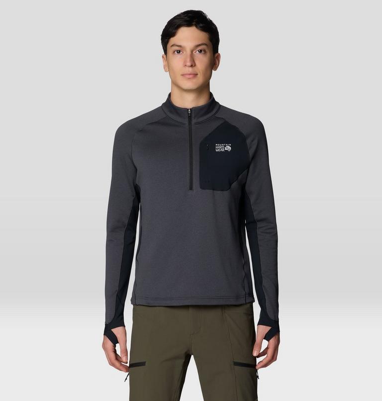 Men's Up First Tech Fleece Quarter Zip, Color: Shark Heather, Black, image 1