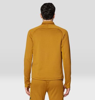 Men's Up First Tech Fleece Quarter Zip, Color: Olive Gold Heather, Black, image 7