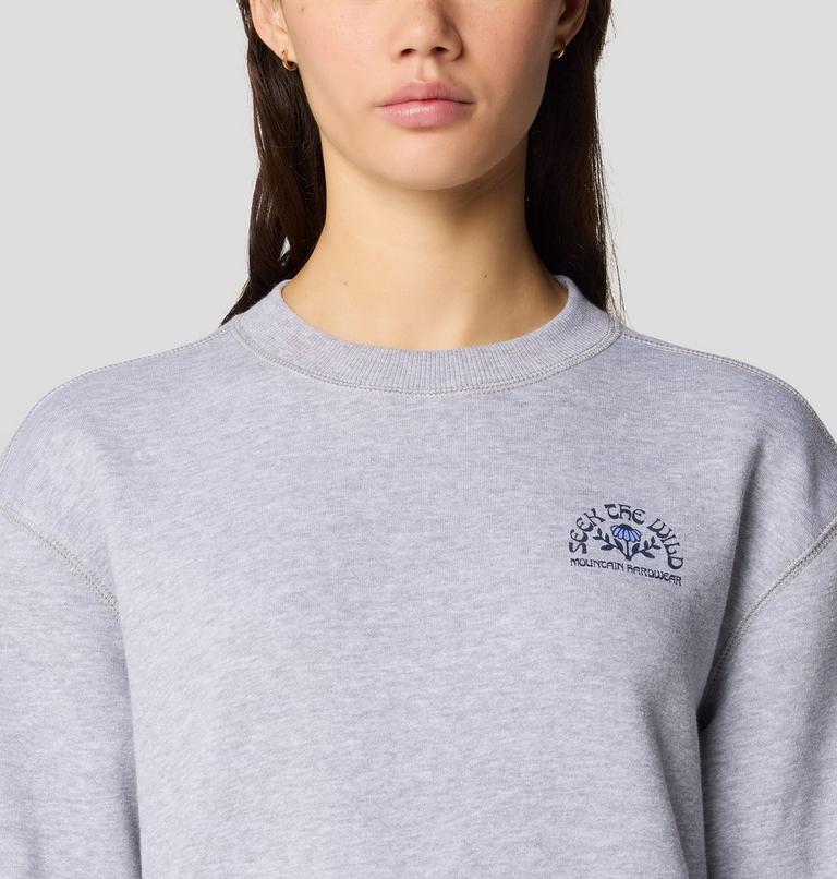 Women's Seek Floral Pullover Crew, Color: Hardwear Grey Heather, image 4