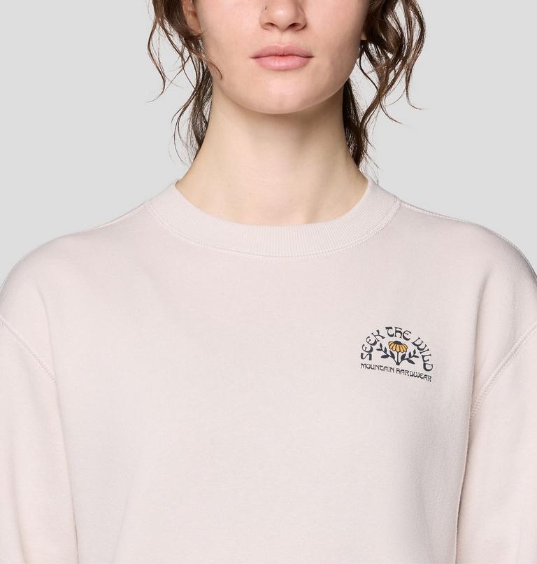 Women's Seek Floral Pullover Crew, Color: Talc, image 4