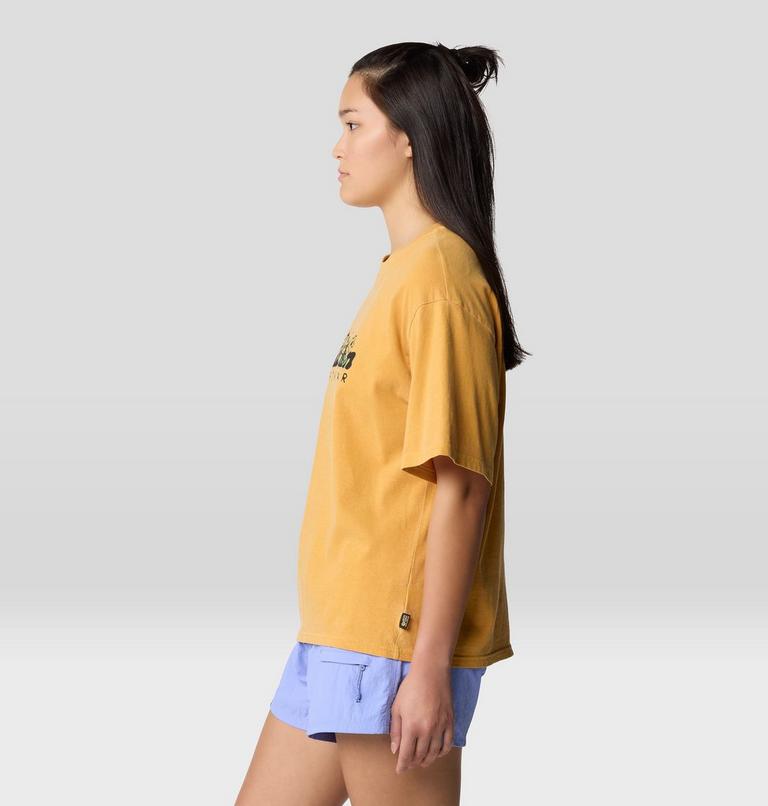 Women's MHW Sun Stash Collab Crop Short Sleeve, Color: Sundown Gold, image 3
