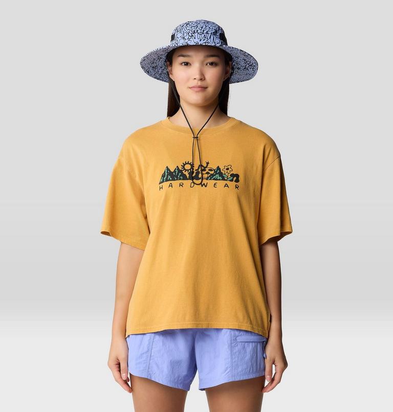 Women's MHW Sun Stash Collab Crop Short Sleeve, Color: Sundown Gold, image 6