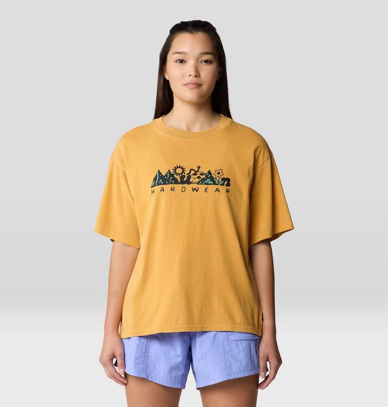Women's MHW Sun Stash Collab Crop Short Sleeve, Color: Sundown Gold, image 1