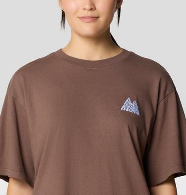 Women's MHW Mountains Collab Short Sleeve, Color: Carob, image 8