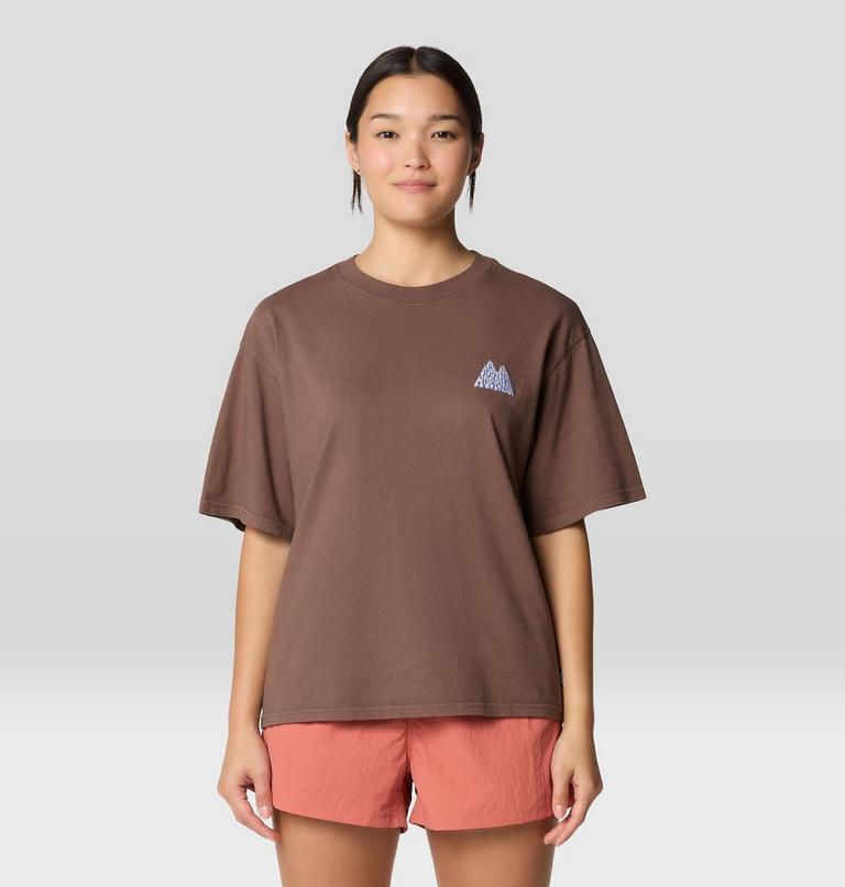 Women's MHW Mountains Collab Short Sleeve, Color: Carob, image 1
