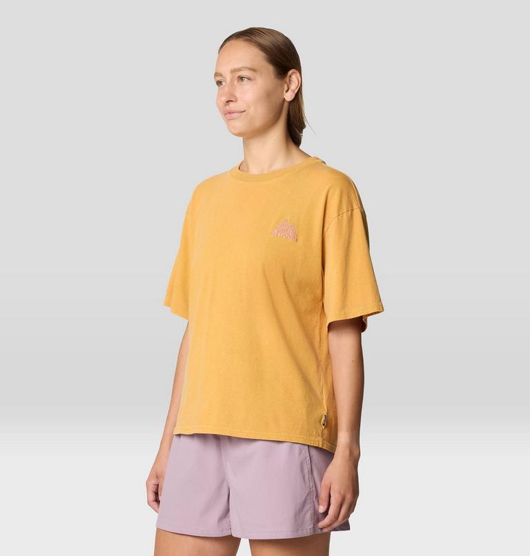 Women's MHW Mountains Collab Short Sleeve, Color: Sundown Gold, image 4