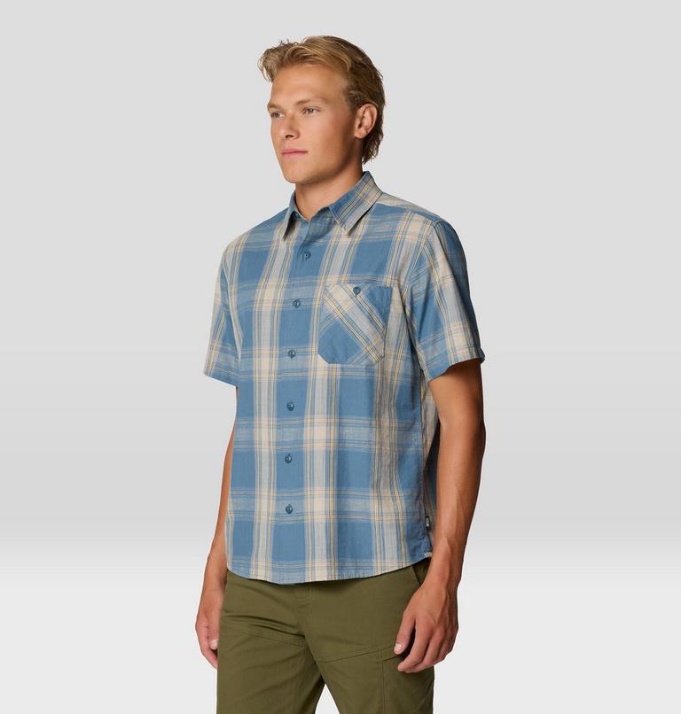 Men's Cottonwood Lite Short Sleeve Shirt, Color: Adriatic Blue Convoy Plaid, image 6