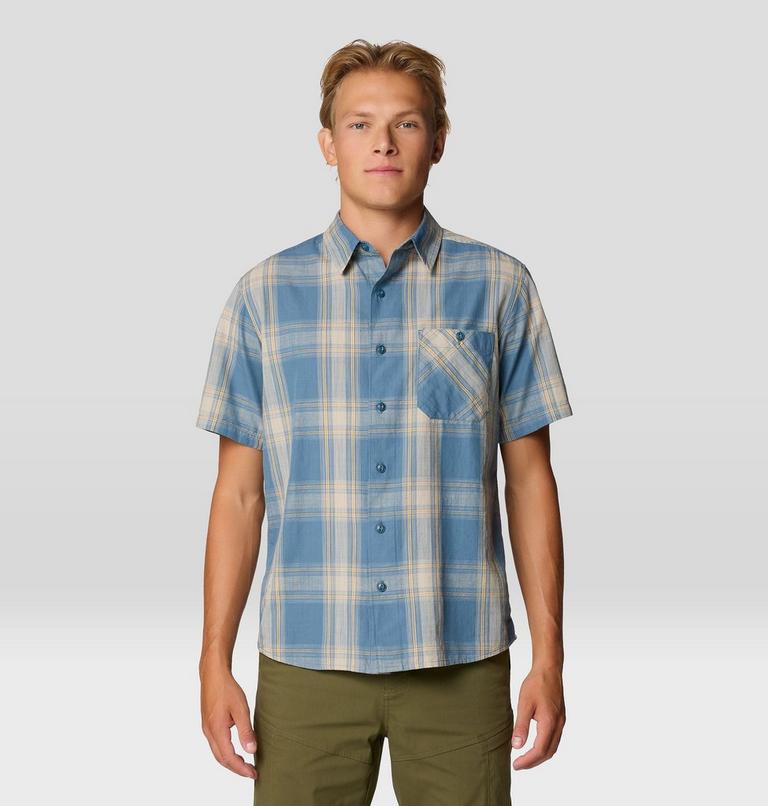 Men's Cottonwood Lite Short Sleeve Shirt, Color: Adriatic Blue Convoy Plaid, image 1