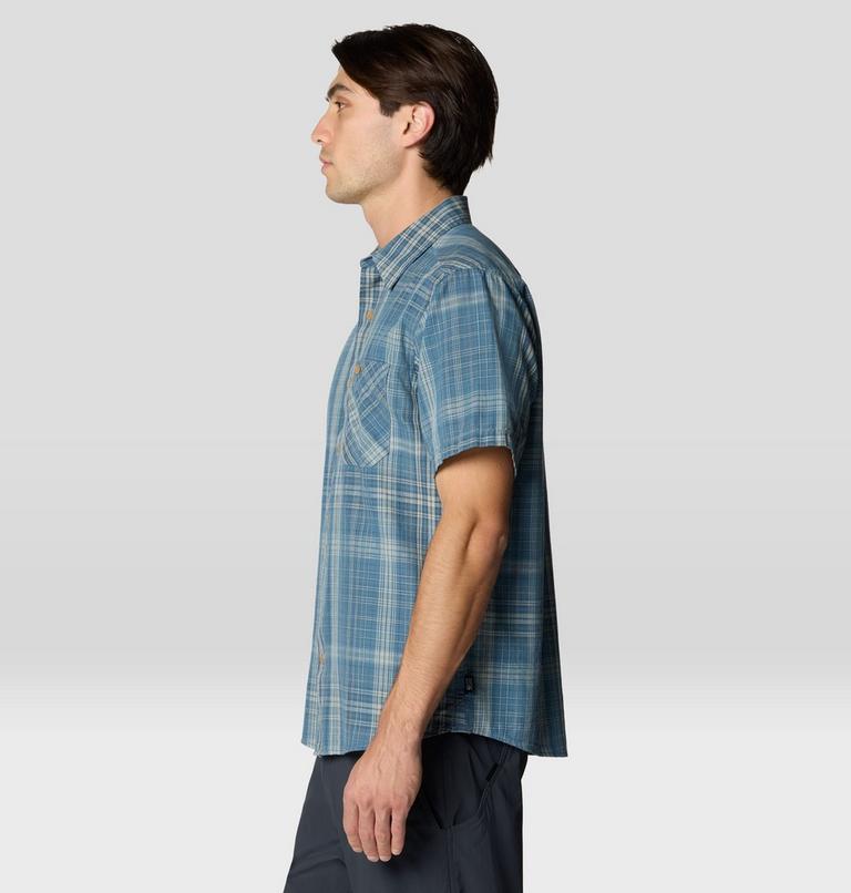 Men's Cottonwood Lite Short Sleeve Shirt, Color: Adriatic Blue Friction Plaid, image 3