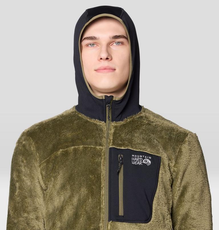 Men's Polartec® High Loft Hooded Jacket, Color: Combat Green, Black, image 4