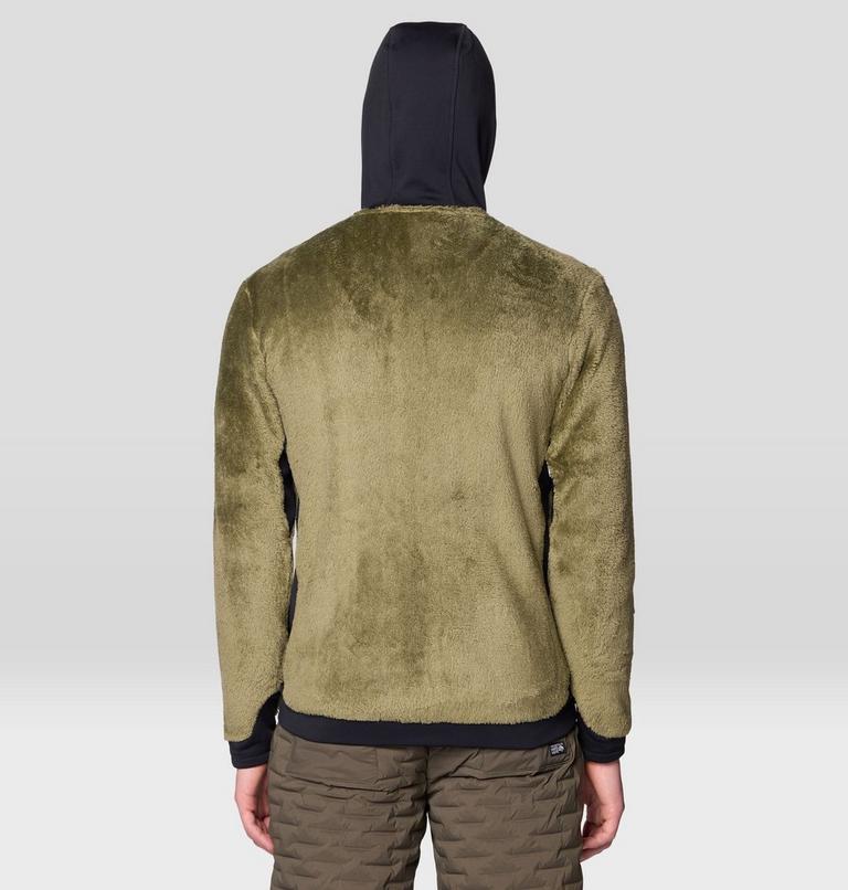Men's Polartec® High Loft Hooded Jacket, Color: Combat Green, Black, image 2