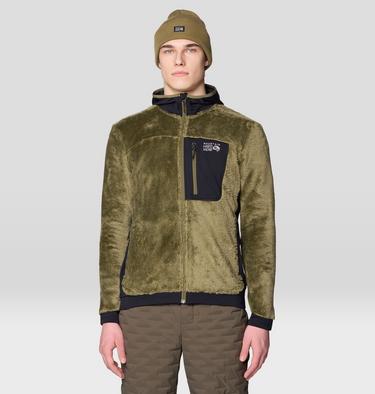 Men's Polartec® High Loft Hooded Jacket, Color: Combat Green, Black, image 5