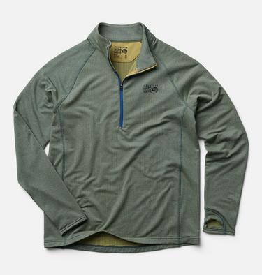 Men's Crater Lake Heavyweight Half Zip, Color: Forest Moss, Berry Blue, image 2
