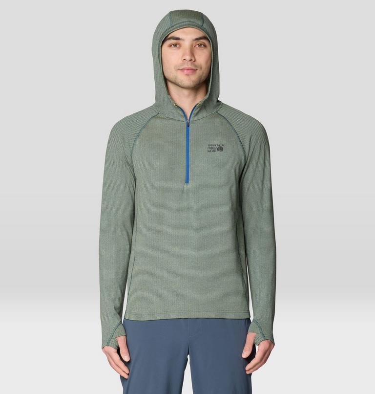 Men's Crater Lake Heavyweight Half Zip Hoody, Color: Forest Moss, Berry Blue, image 5