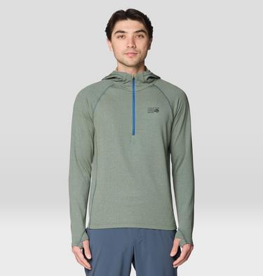 Men's Crater Lake Heavyweight Half Zip Hoody, Color: Forest Moss, Berry Blue, image 5